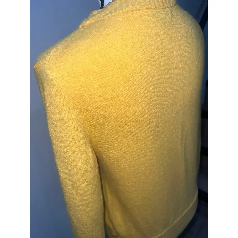 J.Crew Mustard Yellow Sweater Women Size M Merino Wool Blend Crewneck Soft Cozy - Picture 6 of 11